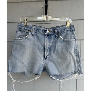 Y2K Wrangler Cutoff Denim Shorts 30W (Men's 32 / Womens 6–8) Slim Fit Light Wash